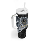 Personalized Collingwood Magpies Polynesian Tumbler With Handle Tribal Chest and Sleeve Tattoo Heritage Warrior