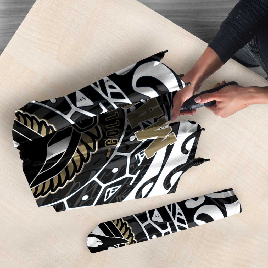 Personalized Collingwood Magpies Polynesian Umbrella Tribal Chest and Sleeve Tattoo Heritage Warrior