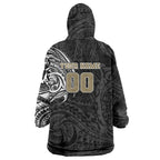 Personalized Collingwood Magpies Polynesian Wearable Blanket Hoodie Tribal Chest and Sleeve Tattoo Heritage Warrior