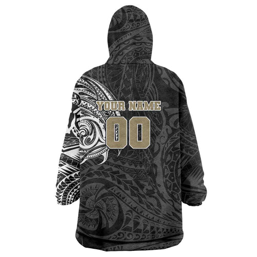 Personalized Collingwood Magpies Polynesian Wearable Blanket Hoodie Tribal Chest and Sleeve Tattoo Heritage Warrior