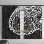 Personalized Collingwood Magpies Polynesian Window Curtain Tribal Chest and Sleeve Tattoo Heritage Warrior