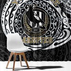 Personalized Collingwood Magpies Polynesian Window Curtain Tribal Chest and Sleeve Tattoo Heritage Warrior