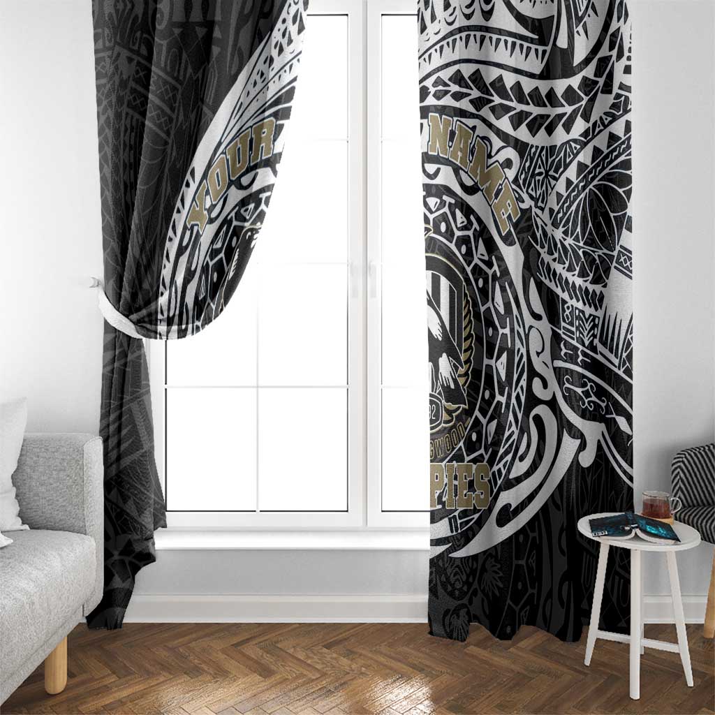 Personalized Collingwood Magpies Polynesian Window Curtain Tribal Chest and Sleeve Tattoo Heritage Warrior