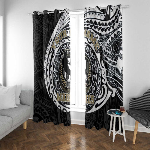 Personalized Collingwood Magpies Polynesian Window Curtain Tribal Chest and Sleeve Tattoo Heritage Warrior