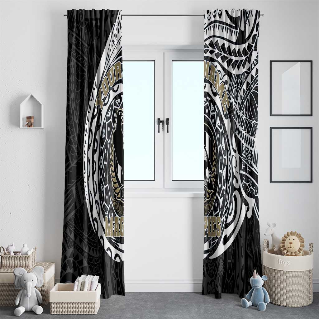 Personalized Collingwood Magpies Polynesian Window Curtain Tribal Chest and Sleeve Tattoo Heritage Warrior
