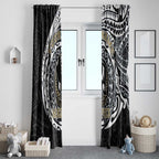 Personalized Collingwood Magpies Polynesian Window Curtain Tribal Chest and Sleeve Tattoo Heritage Warrior