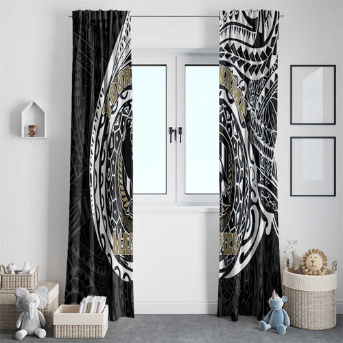 Personalized Collingwood Magpies Polynesian Window Curtain Tribal Chest and Sleeve Tattoo Heritage Warrior