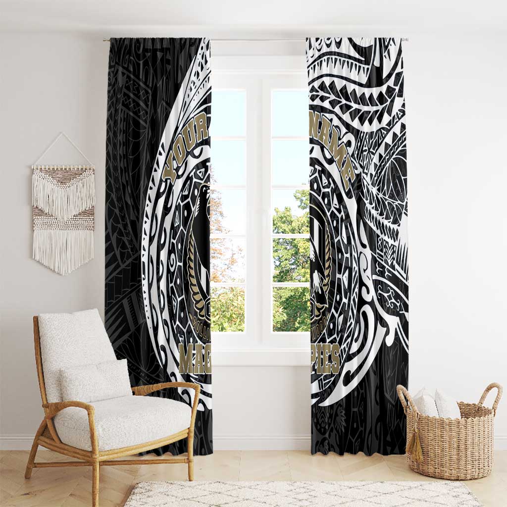Personalized Collingwood Magpies Polynesian Window Curtain Tribal Chest and Sleeve Tattoo Heritage Warrior