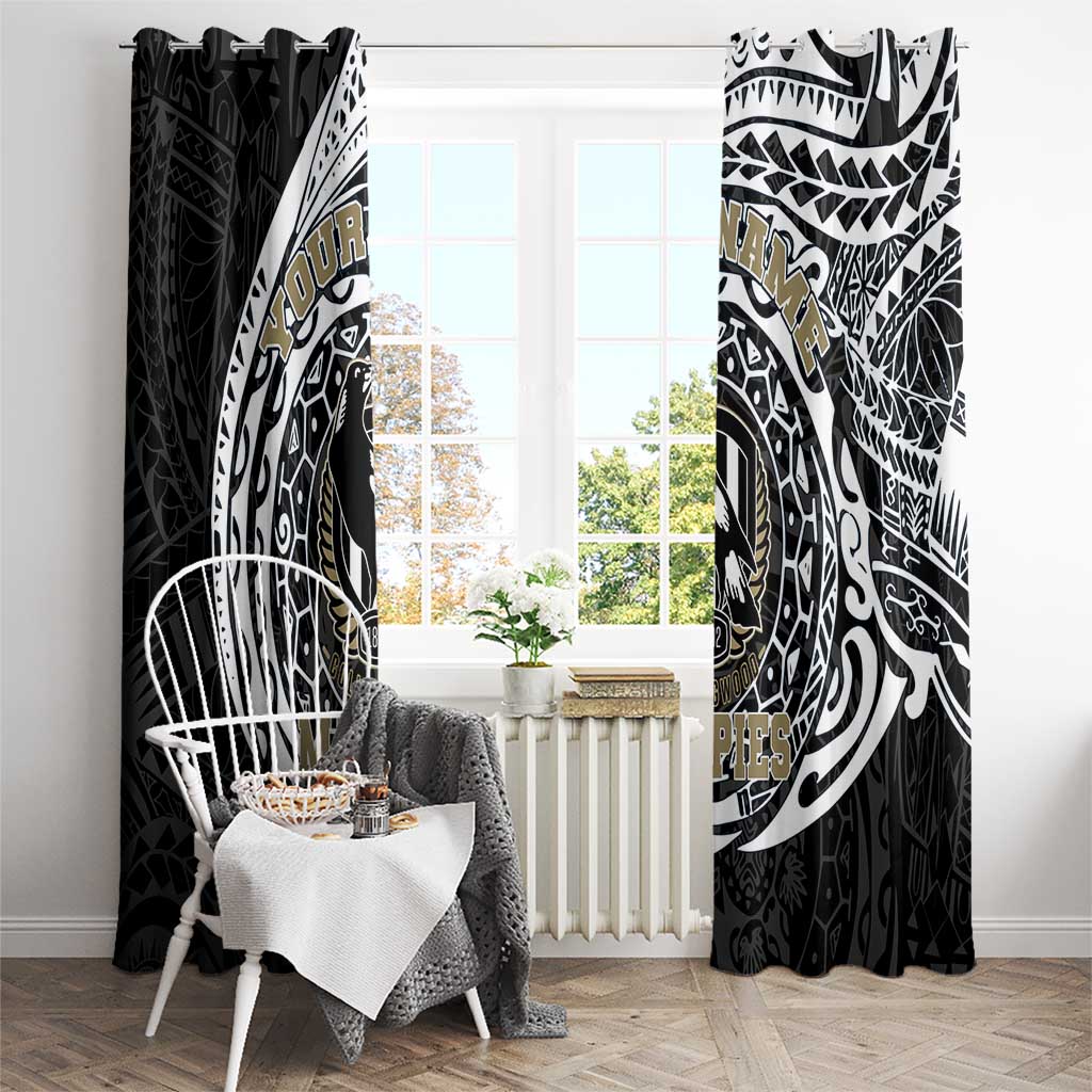 Personalized Collingwood Magpies Polynesian Window Curtain Tribal Chest and Sleeve Tattoo Heritage Warrior