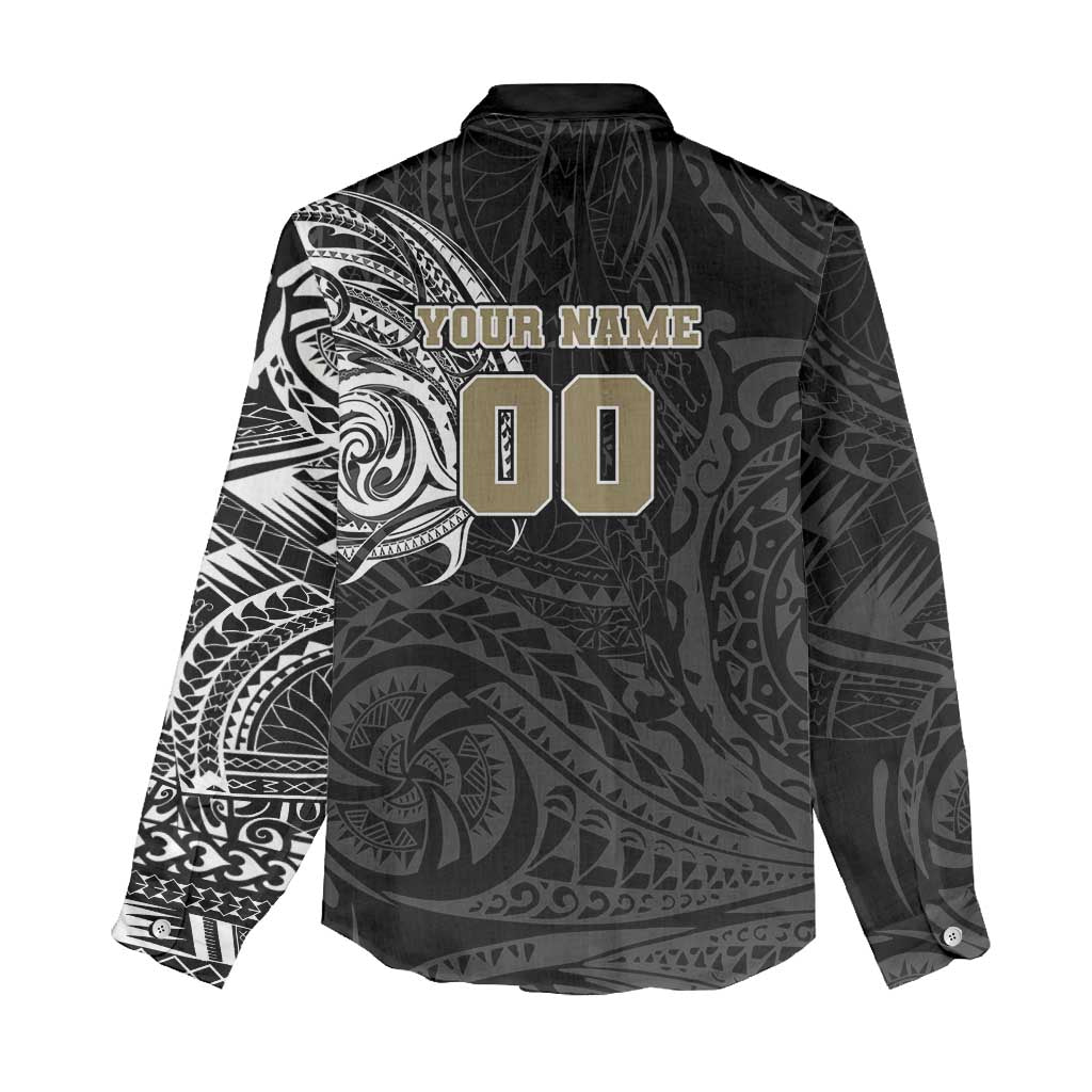 Personalized Collingwood Magpies Polynesian Women Casual Shirt Tribal Chest and Sleeve Tattoo Heritage Warrior