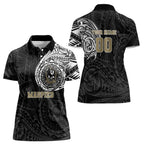 Personalized Collingwood Magpies Polynesian Women Polo Shirt Tribal Chest and Sleeve Tattoo Heritage Warrior