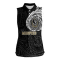 Personalized Collingwood Magpies Polynesian Women Sleeveless Polo Shirt Tribal Chest and Sleeve Tattoo Heritage Warrior
