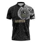 Personalized Collingwood Magpies Polynesian Zipper Polo Shirt Tribal Chest and Sleeve Tattoo Heritage Warrior