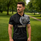 Personalized Collingwood Magpies Polynesian Zipper Polo Shirt Tribal Chest and Sleeve Tattoo Heritage Warrior