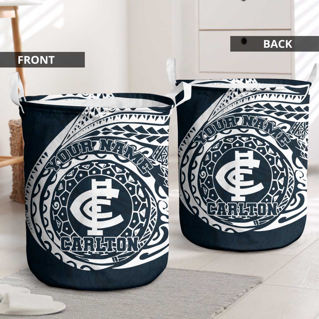 Personalized Carlton Blues Polynesian Laundry Basket Tribal Chest and Sleeve Tattoo Heritage Warrior