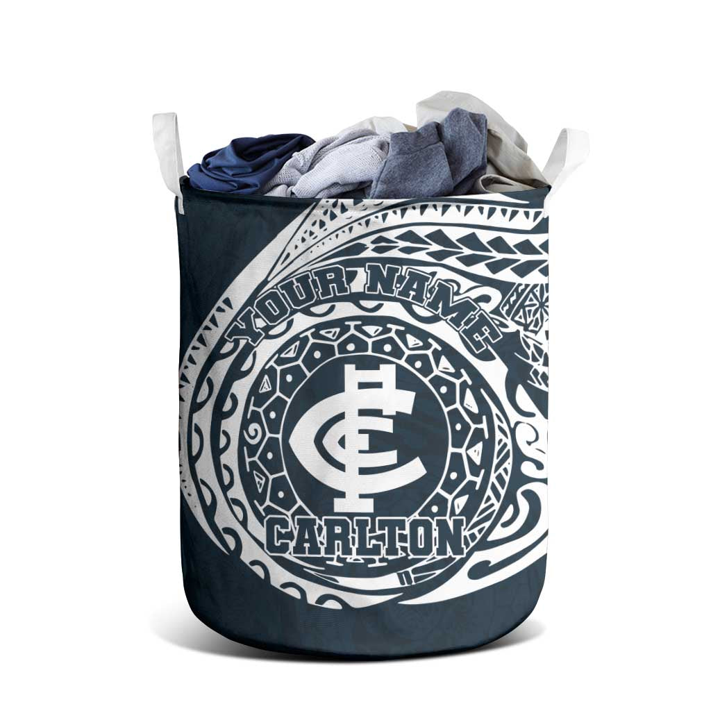Personalized Carlton Blues Polynesian Laundry Basket Tribal Chest and Sleeve Tattoo Heritage Warrior