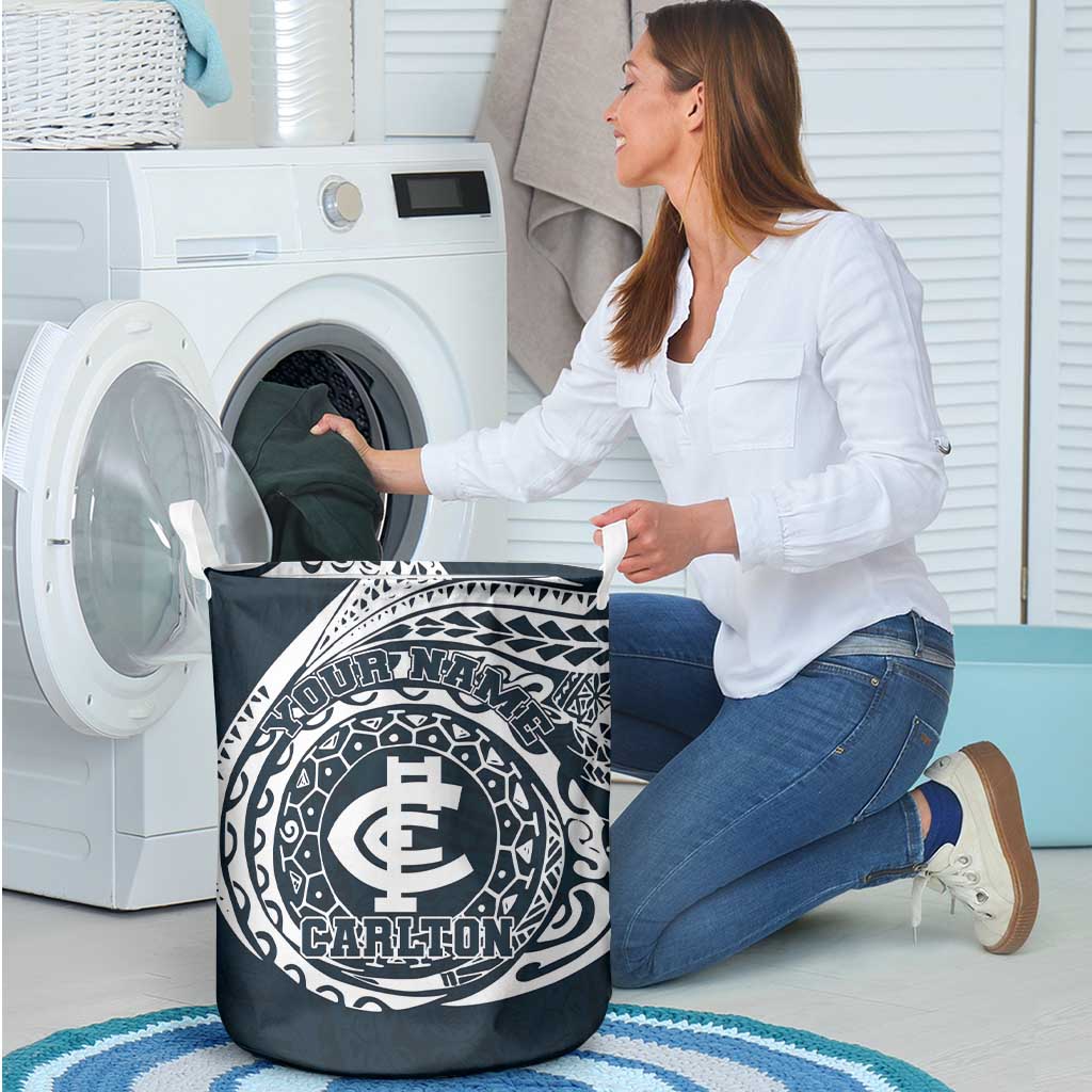 Personalized Carlton Blues Polynesian Laundry Basket Tribal Chest and Sleeve Tattoo Heritage Warrior