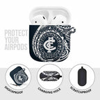 Personalized Carlton Blues Polynesian AirPods Case Tribal Chest and Sleeve Tattoo Heritage Warrior
