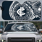 Personalized Carlton Blues Polynesian Auto Sun Shade Tribal Chest and Sleeve Tattoo Heritage Warrior
