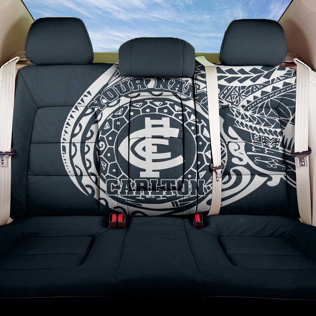 Personalized Carlton Blues Polynesian Back Car Seat Cover Tribal Chest and Sleeve Tattoo Heritage Warrior
