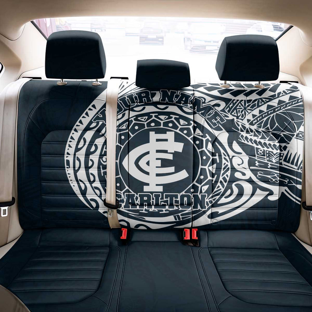 Personalized Carlton Blues Polynesian Back Car Seat Cover Tribal Chest and Sleeve Tattoo Heritage Warrior