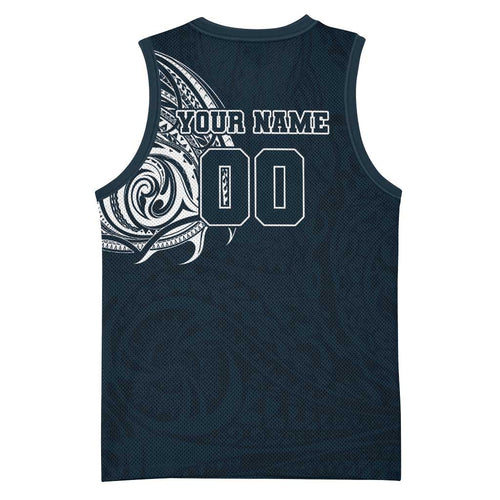 Personalized Carlton Blues Polynesian Basketball Jersey Tribal Chest and Sleeve Tattoo Heritage Warrior