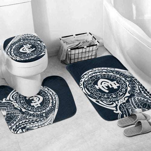 Personalized Carlton Blues Polynesian Bathroom Set Tribal Chest and Sleeve Tattoo Heritage Warrior