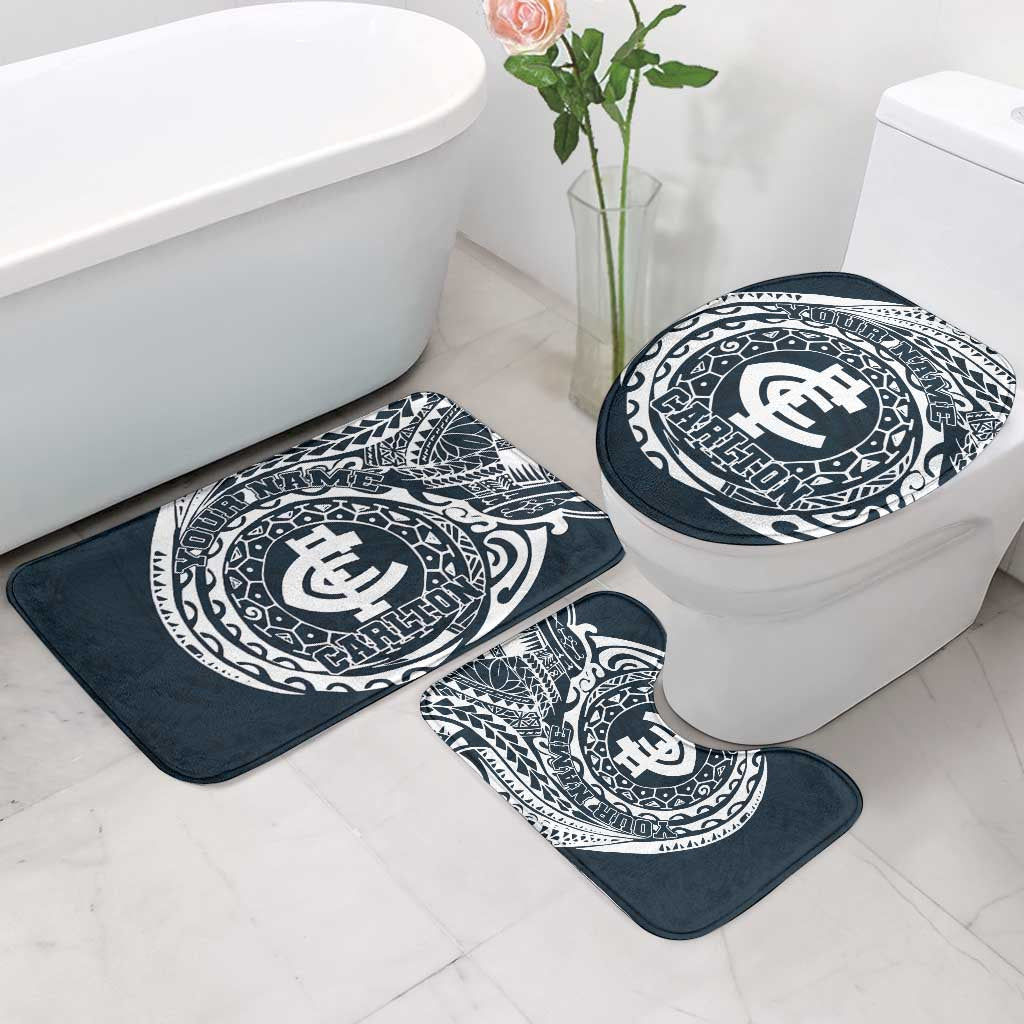 Personalized Carlton Blues Polynesian Bathroom Set Tribal Chest and Sleeve Tattoo Heritage Warrior