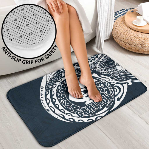 Personalized Carlton Blues Polynesian Bathroom Set Tribal Chest and Sleeve Tattoo Heritage Warrior