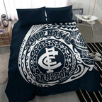 Personalized Carlton Blues Polynesian Bedding Set Tribal Chest and Sleeve Tattoo Heritage Warrior