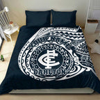 Personalized Carlton Blues Polynesian Bedding Set Tribal Chest and Sleeve Tattoo Heritage Warrior