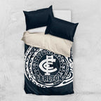 Personalized Carlton Blues Polynesian Bedding Set Tribal Chest and Sleeve Tattoo Heritage Warrior