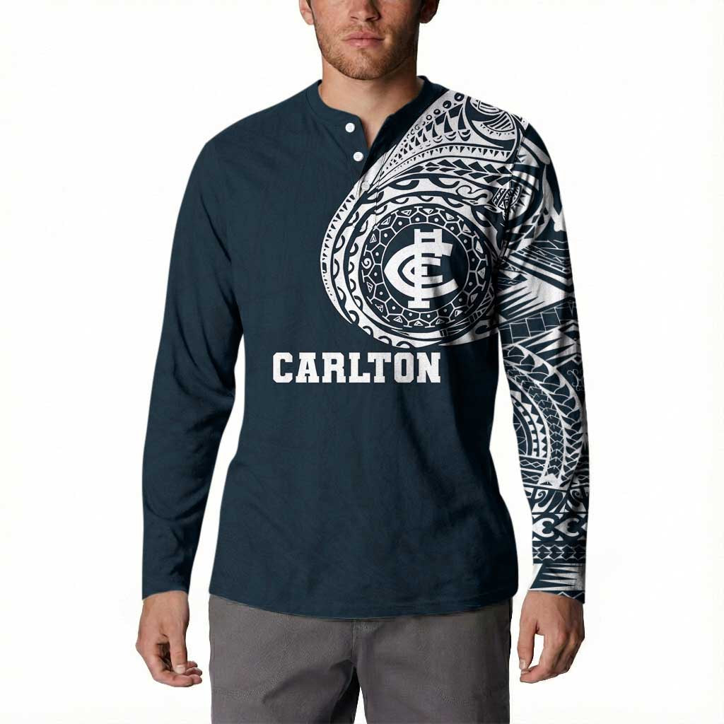 Personalized Carlton Blues Polynesian Button Sweatshirt Tribal Chest and Sleeve Tattoo Heritage Warrior