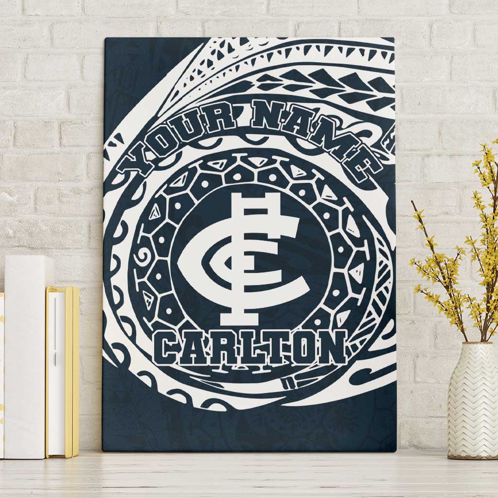 Personalized Carlton Blues Polynesian Canvas Wall Art Tribal Chest and Sleeve Tattoo Heritage Warrior