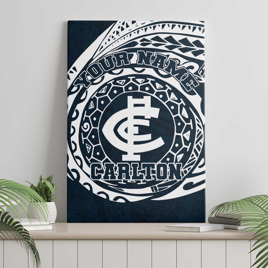 Personalized Carlton Blues Polynesian Canvas Wall Art Tribal Chest and Sleeve Tattoo Heritage Warrior