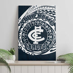 Personalized Carlton Blues Polynesian Canvas Wall Art Tribal Chest and Sleeve Tattoo Heritage Warrior