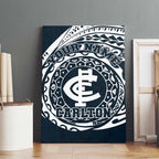 Personalized Carlton Blues Polynesian Canvas Wall Art Tribal Chest and Sleeve Tattoo Heritage Warrior