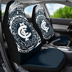 Personalized Carlton Blues Polynesian Car Seat Cover Tribal Chest and Sleeve Tattoo Heritage Warrior