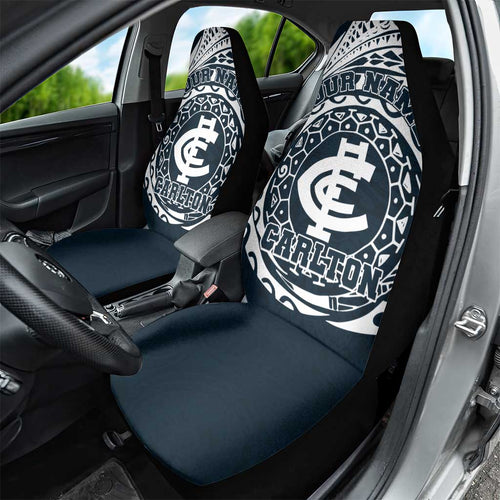 Personalized Carlton Blues Polynesian Car Seat Cover Tribal Chest and Sleeve Tattoo Heritage Warrior