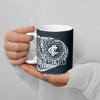 Personalized Carlton Blues Polynesian Ceramic Mug Tribal Chest and Sleeve Tattoo Heritage Warrior