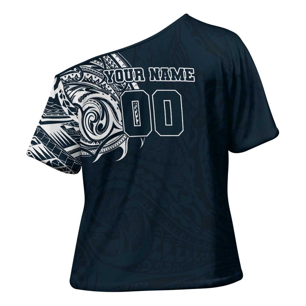 Personalized Carlton Blues Polynesian Cross Shoulder Shirt Tribal Chest and Sleeve Tattoo Heritage Warrior
