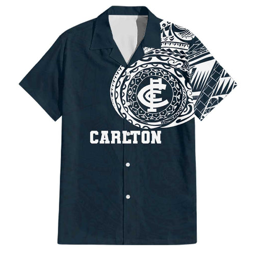 Personalized Carlton Blues Polynesian Family Matching Long Sleeve Bodycon Dress and Hawaiian Shirt Tribal Chest and Sleeve Tattoo Heritage Warrior
