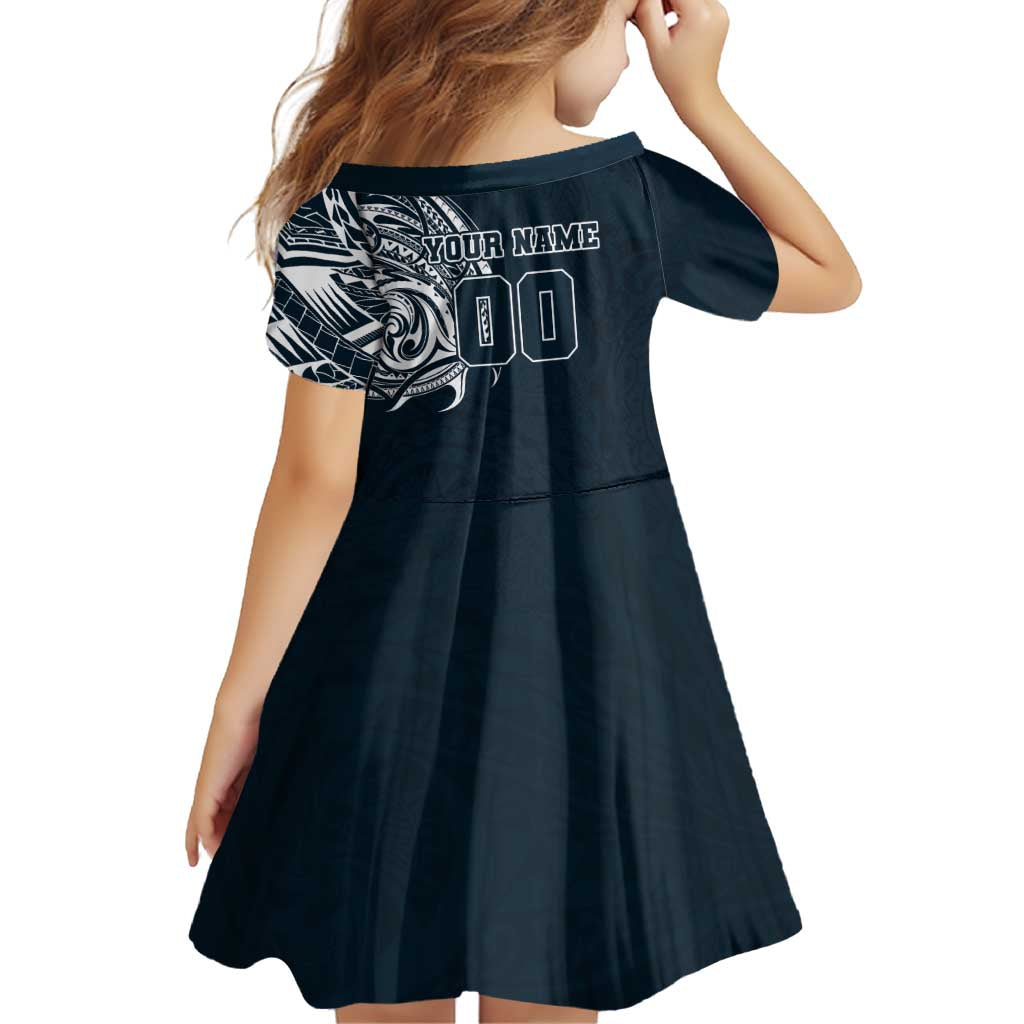 Personalized Carlton Blues Polynesian Family Matching Off The Shoulder Long Sleeve Dress and Hawaiian Shirt Tribal Chest and Sleeve Tattoo Heritage Warrior