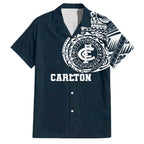 Personalized Carlton Blues Polynesian Family Matching Summer Maxi Dress and Hawaiian Shirt Tribal Chest and Sleeve Tattoo Heritage Warrior