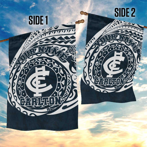 Personalized Carlton Blues Polynesian Garden Flag Tribal Chest and Sleeve Tattoo Heritage Warrior