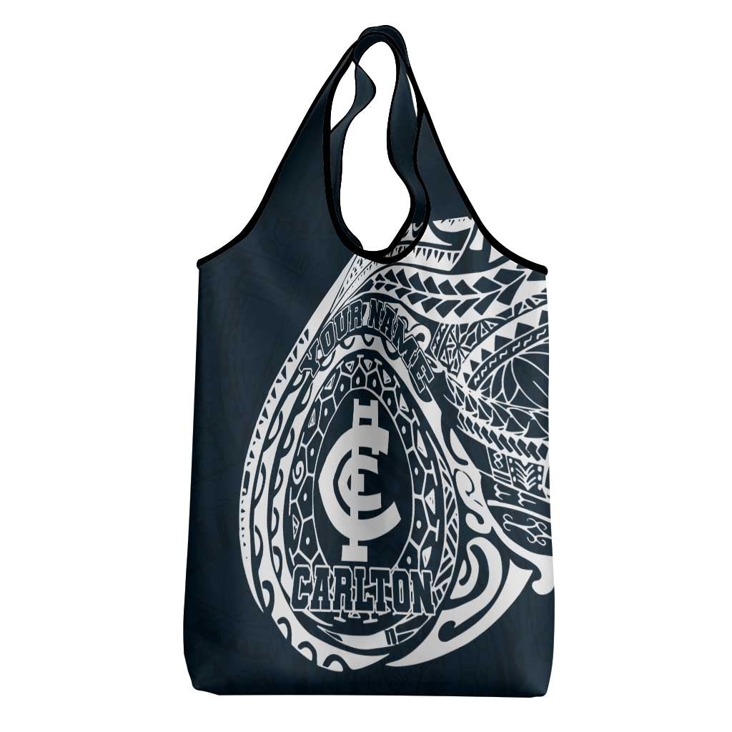 Personalized Carlton Blues Polynesian Grocery Bag Tribal Chest and Sleeve Tattoo Heritage Warrior