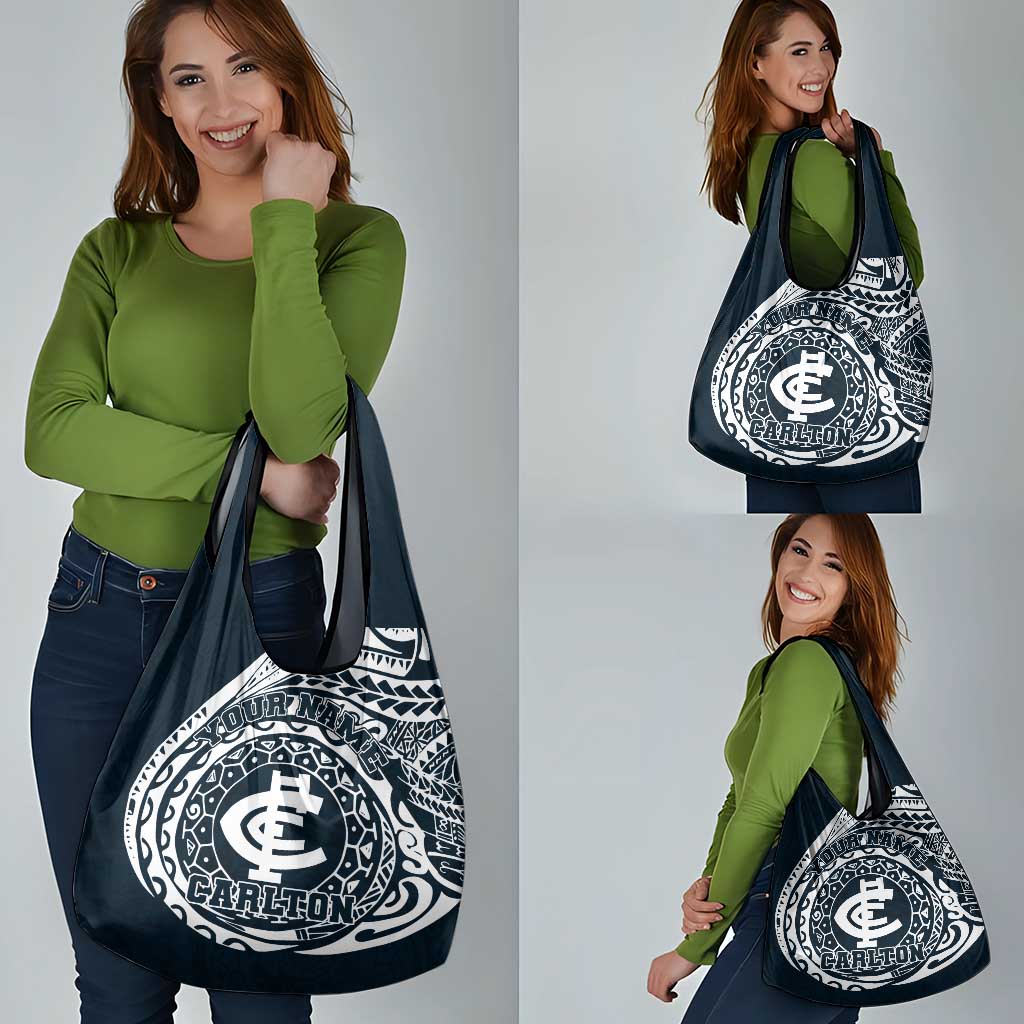 Personalized Carlton Blues Polynesian Grocery Bag Tribal Chest and Sleeve Tattoo Heritage Warrior