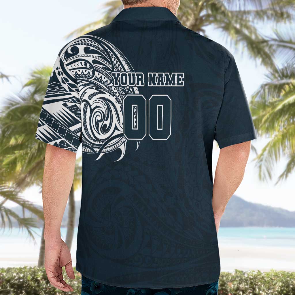 Personalized Carlton Blues Polynesian Hawaiian Shirt Tribal Chest and Sleeve Tattoo Heritage Warrior