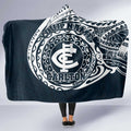 Personalized Carlton Blues Polynesian Hooded Blanket Tribal Chest and Sleeve Tattoo Heritage Warrior