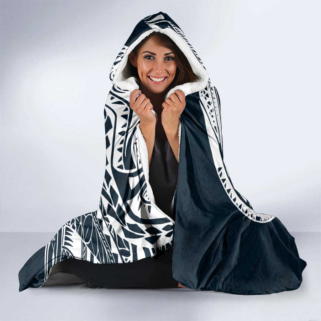 Personalized Carlton Blues Polynesian Hooded Blanket Tribal Chest and Sleeve Tattoo Heritage Warrior